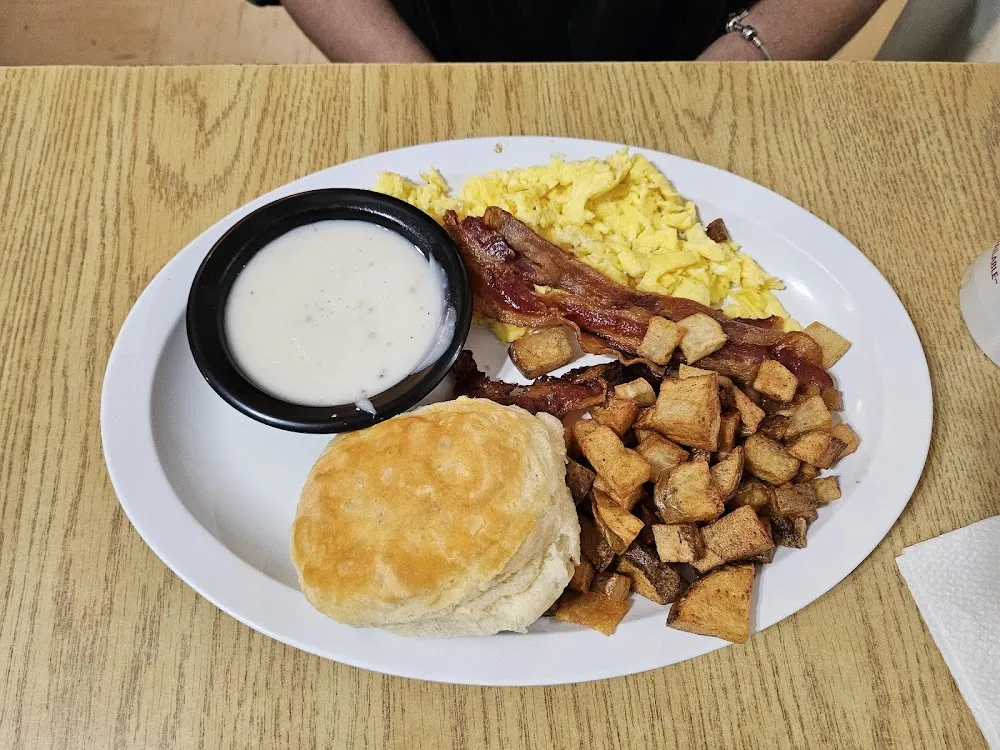 Bacon Eggs Hashbrows Biscuits and Gravy