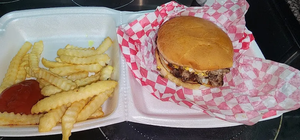 Chopped Cheese Burger with Fries